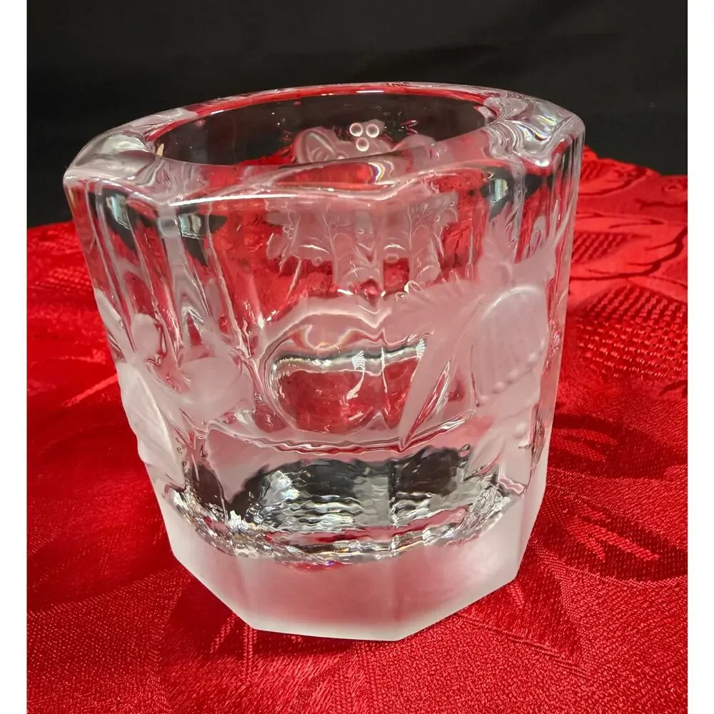 Vintage Studio Nova Holiday Bells Heavy Christmas Crystal Votive Candle Holder